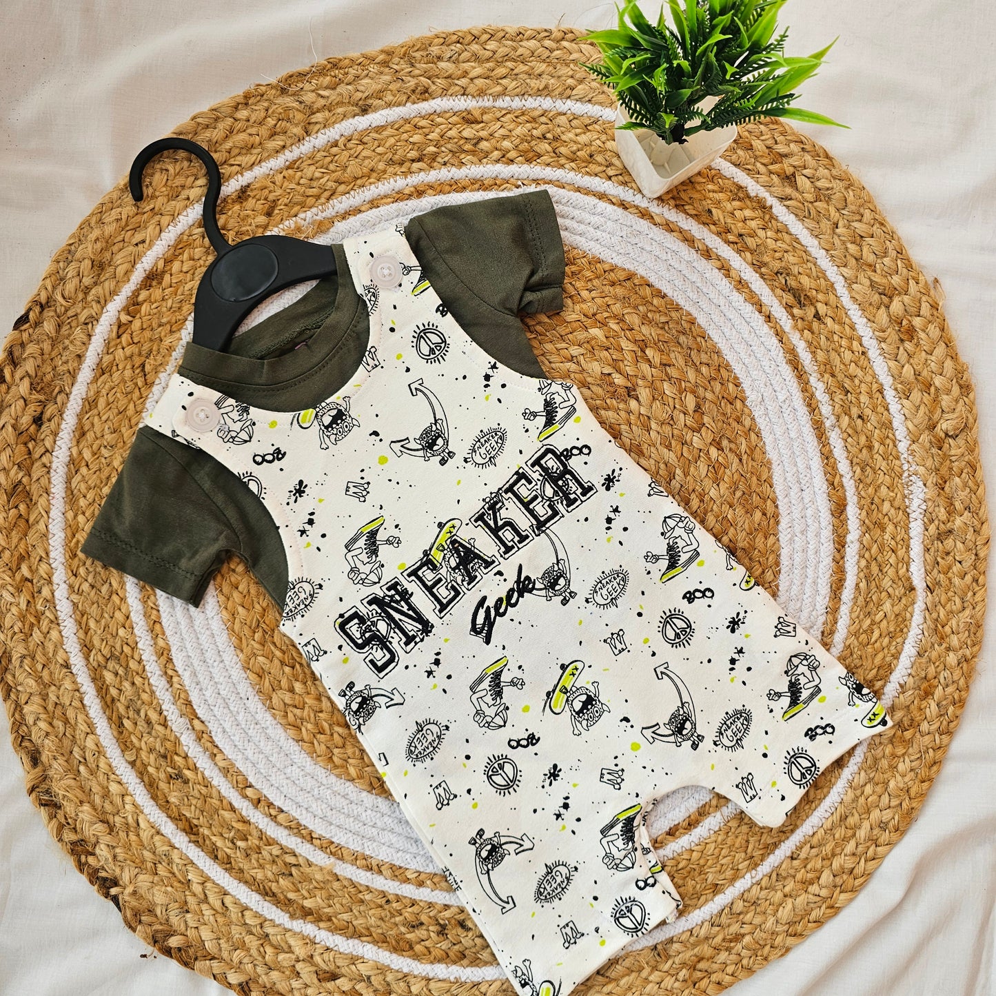Dungaree Look with Kids' Green Themed β Style & Comfort Combined