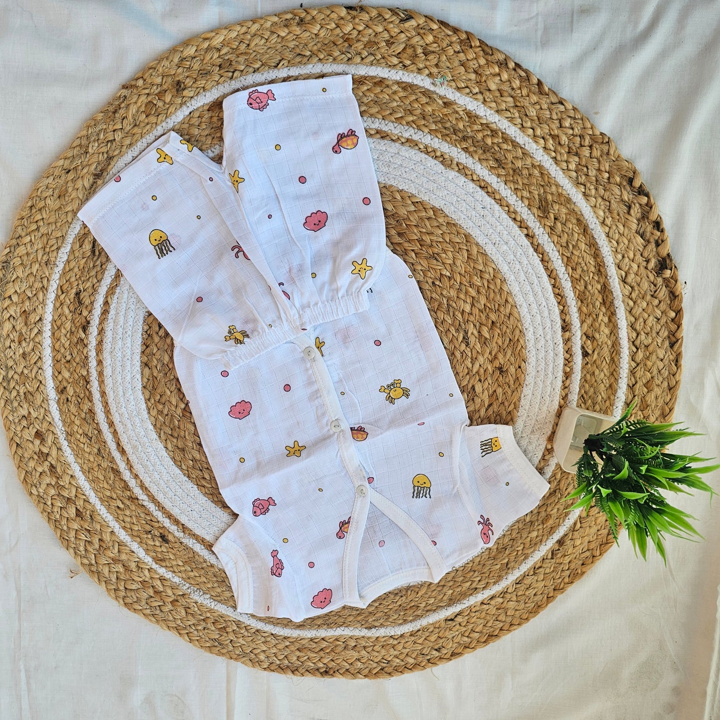 Half Sleeve Muslin Jabla Set (0–3 Months) – Everyday Softness for Your Baby