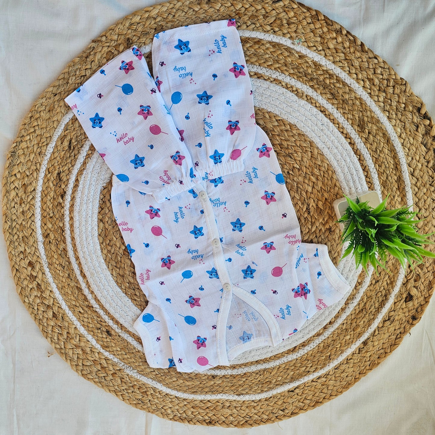 Half Sleeve Muslin Jabla Set (0–3 Months) – Everyday Softness for Your Baby