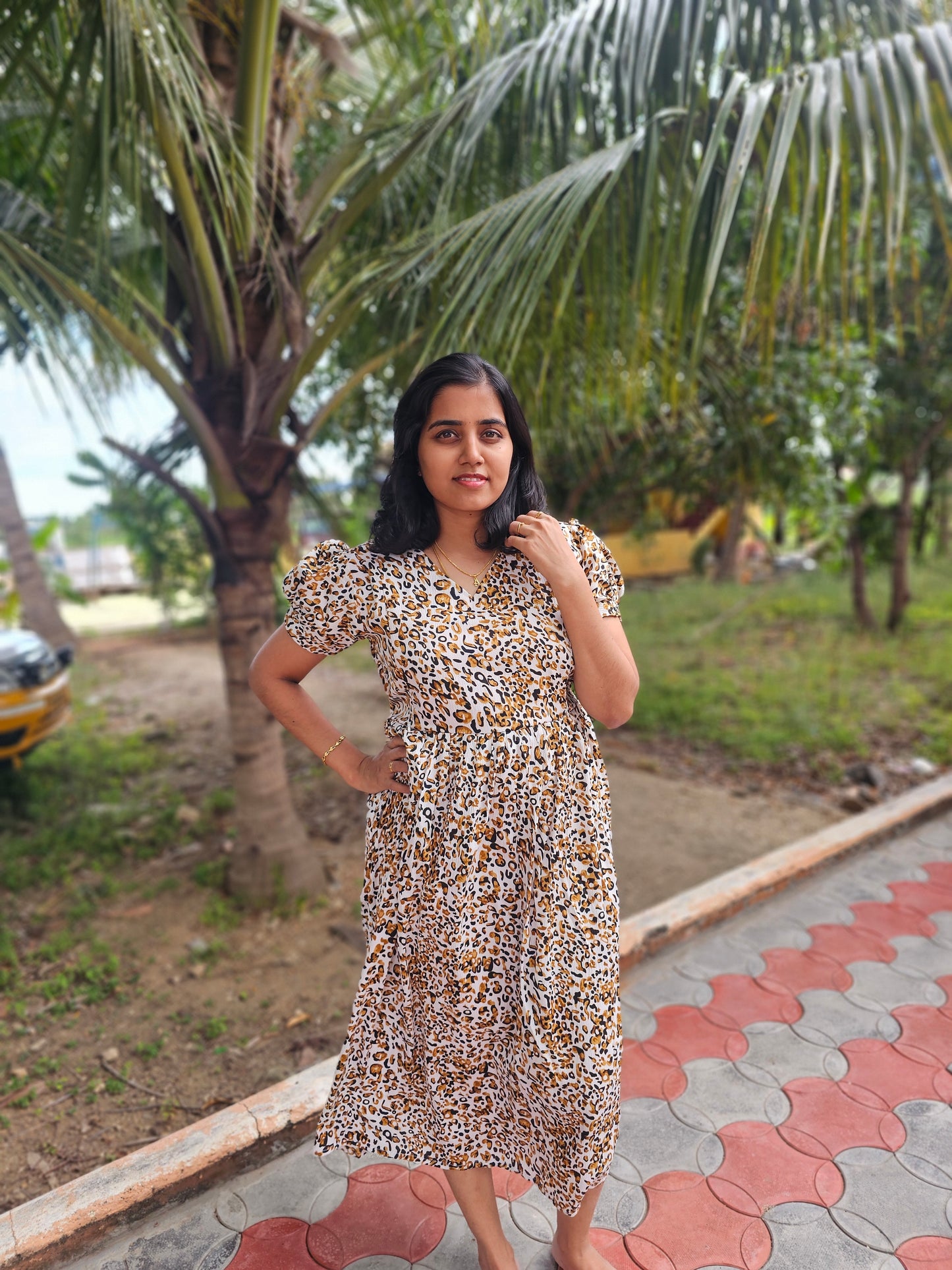 Animal Print Feeding Kurti with Zip with Full Lining