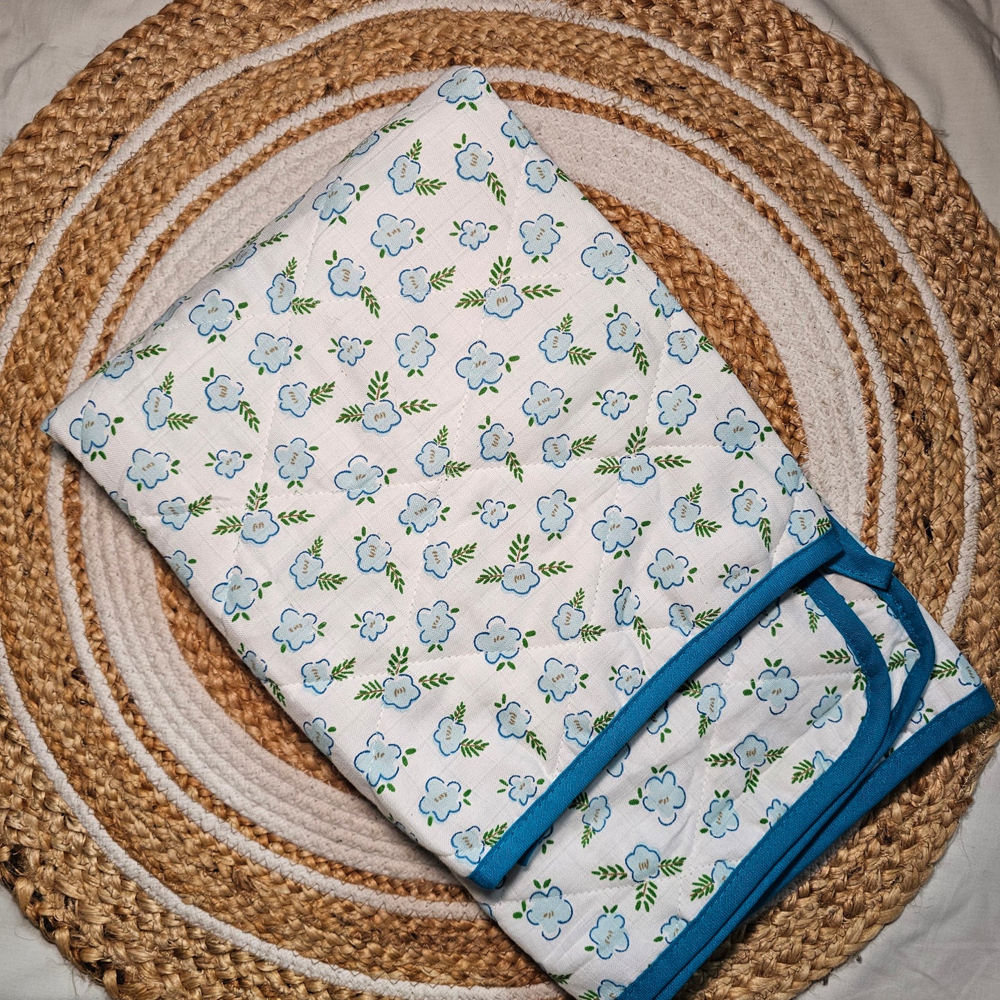 Soft Muslin Blanket for Babies โ 4 - Blue and Green Flowers