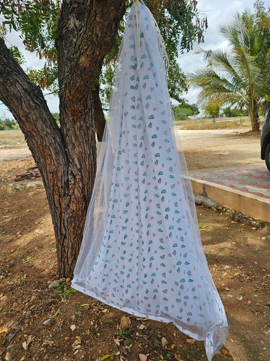 Pure Cotton Sleep Safe Thottil with Net - Colourful Leaves