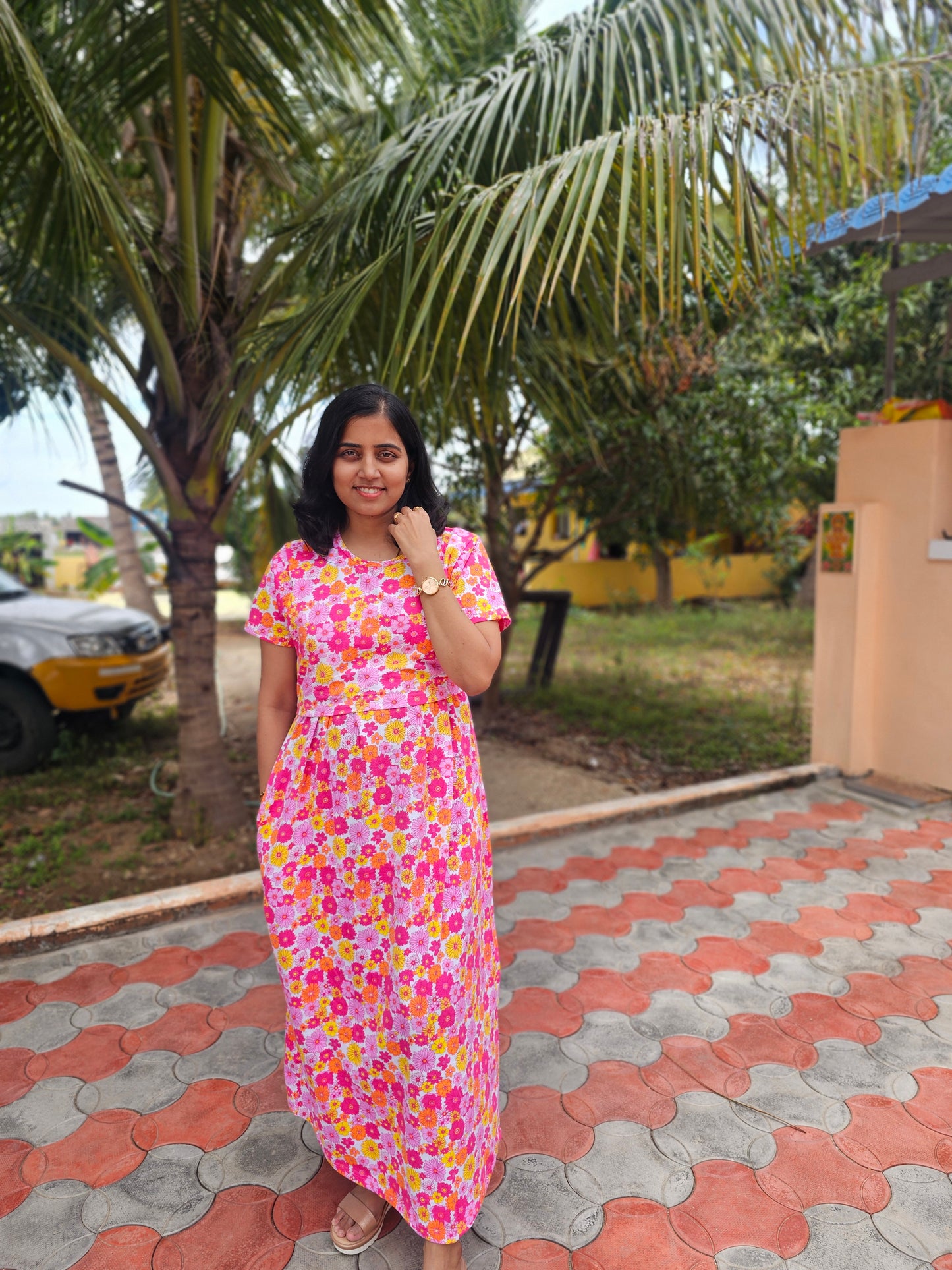 Pink Flowers Zipless Lounge Wear