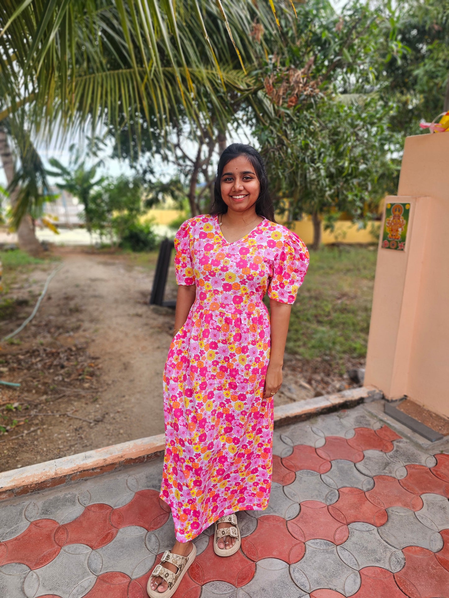 Pink Yellow Flowers Non-Feeding Lounge Wear