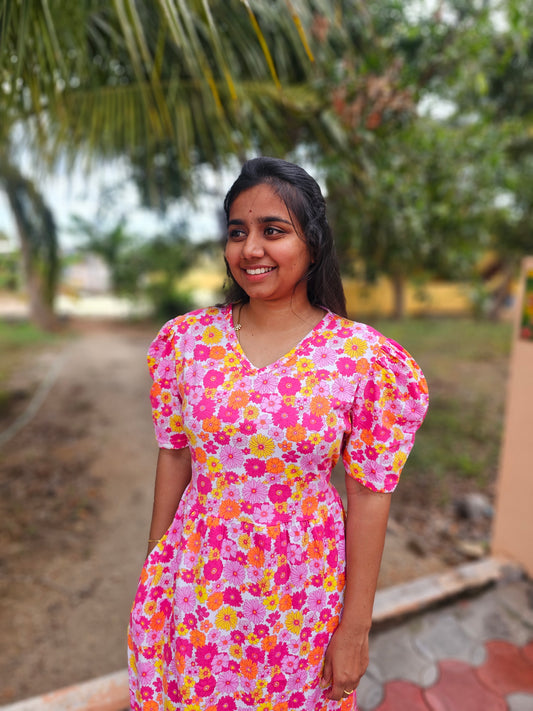 Pink Yellow Flowers Non-Feeding Lounge Wear