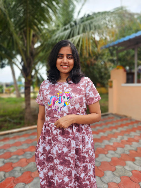 Brown Unicorn sticker - Zipless Feeding Lounge Wear