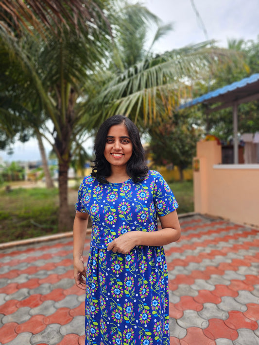 Blue green Flowers - Feeding Lounge Wear