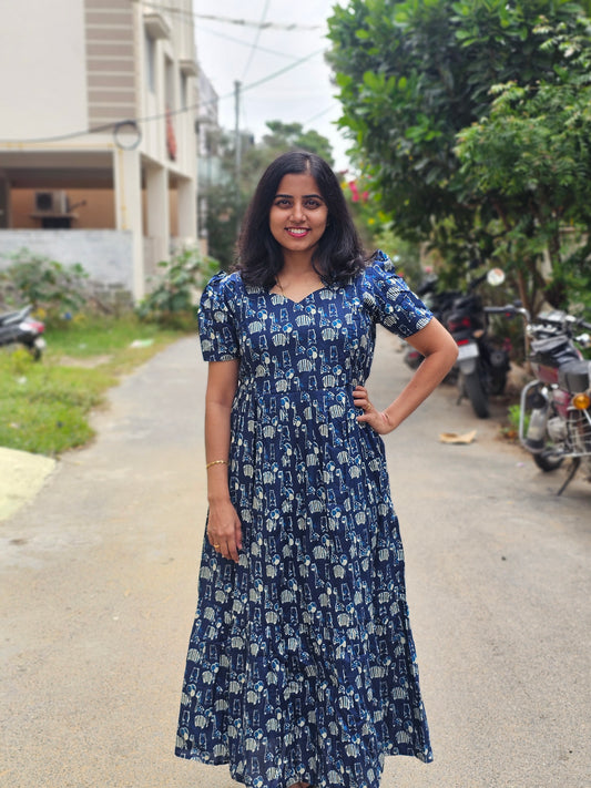 Blue Animals - Feeding Kurti with Zip