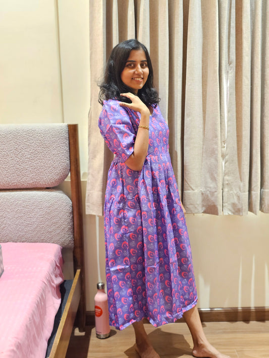 Violet Super Mom Cotton Feeding Kurti with Zip