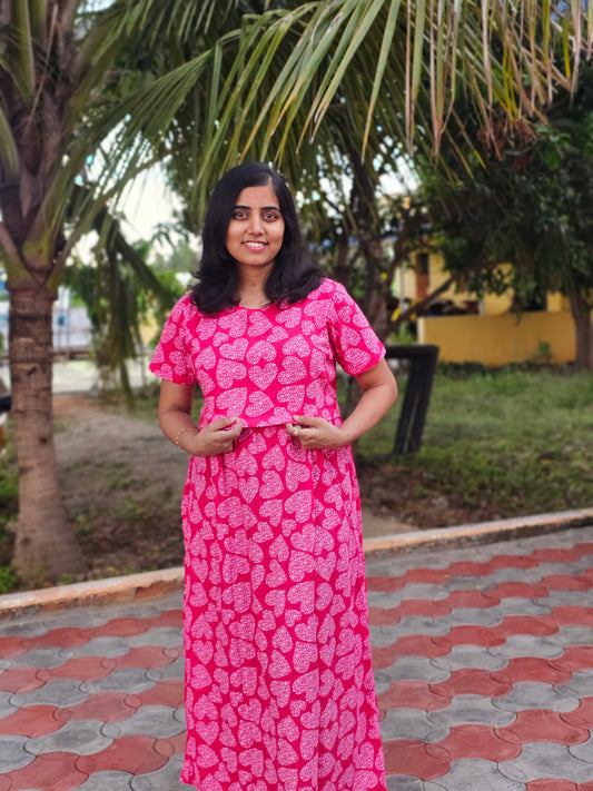 Pink White Heart - Feeding Lounge Wear