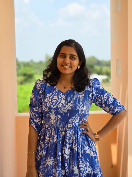 Blue and White Feeding Maxi with Zip and Full Lining