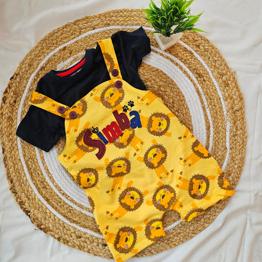 Dungaree – Yellow & Black Simba Theme for Kids – Bold, Bright & Roaring with Fun