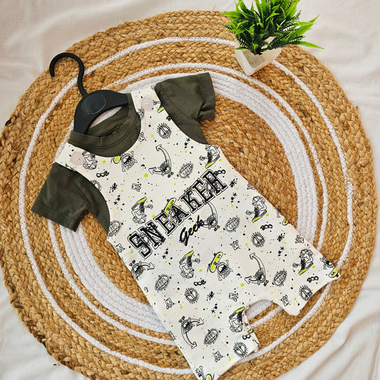 Dungaree Look with Kids' Green Themed – Style & Comfort Combined