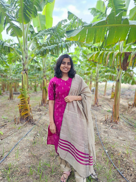 Wine Feeding Kurta set with Dupatta
