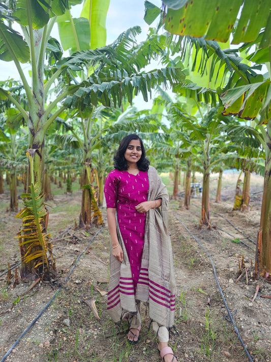 Wine Feeding Kurta set with Dupatta
