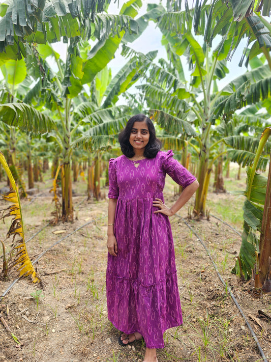 Violet Feeding Kurti with Zip Ikkat Cotton
