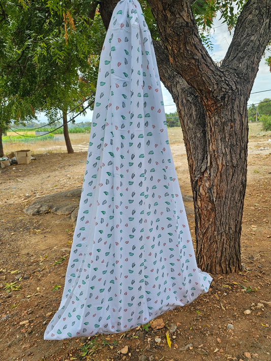 Pure Cotton Sleep Safe Thottil with Net - Colourful Leaves