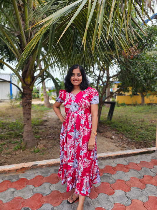 Dark Pink Feeding Kurti with Zip Cotton
