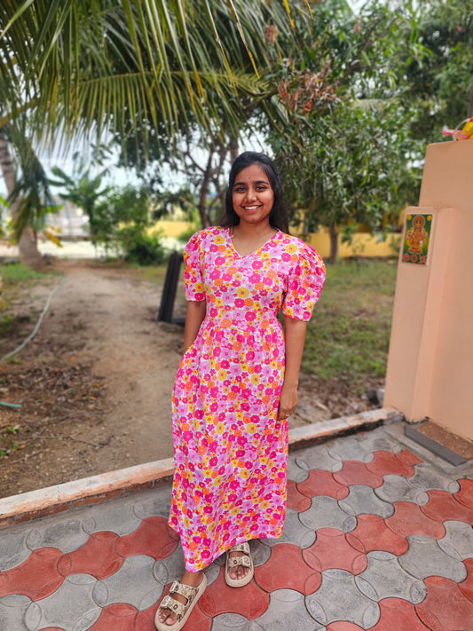 Pink Yellow Flowers Non-Feeding Lounge Wear