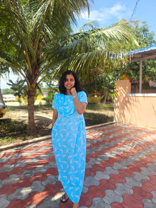 Blue Bird  - Dupatta Style Feeding Lounge Wear without Zip