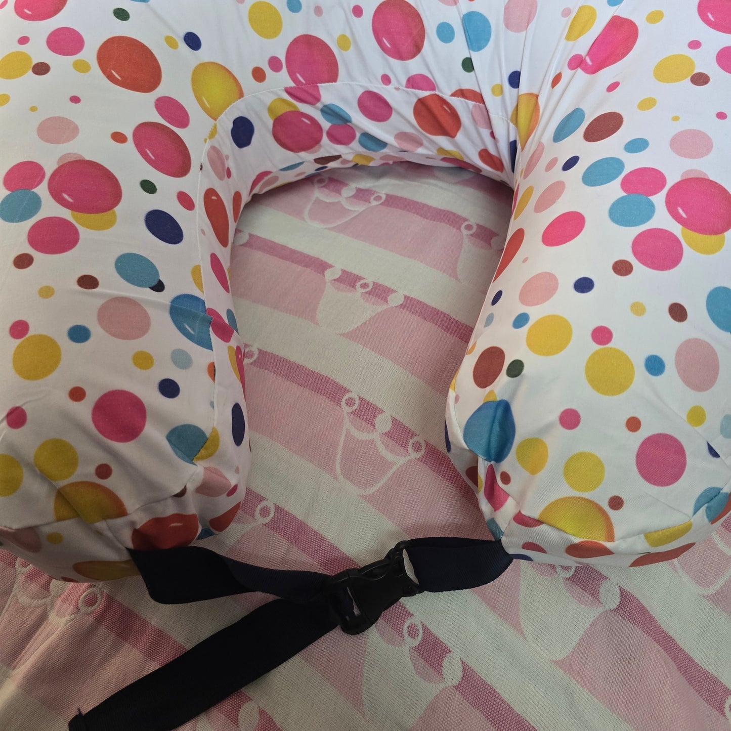 Feeding Pillow with belt - Pink Colorful Balls