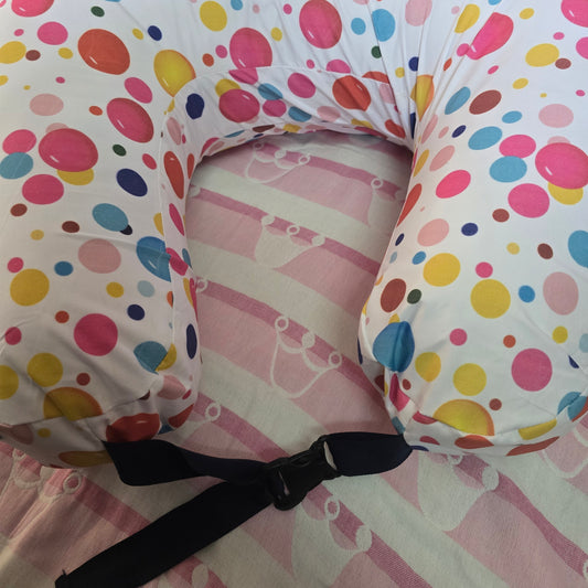 Feeding Pillow with belt - Pink Colorful Balls