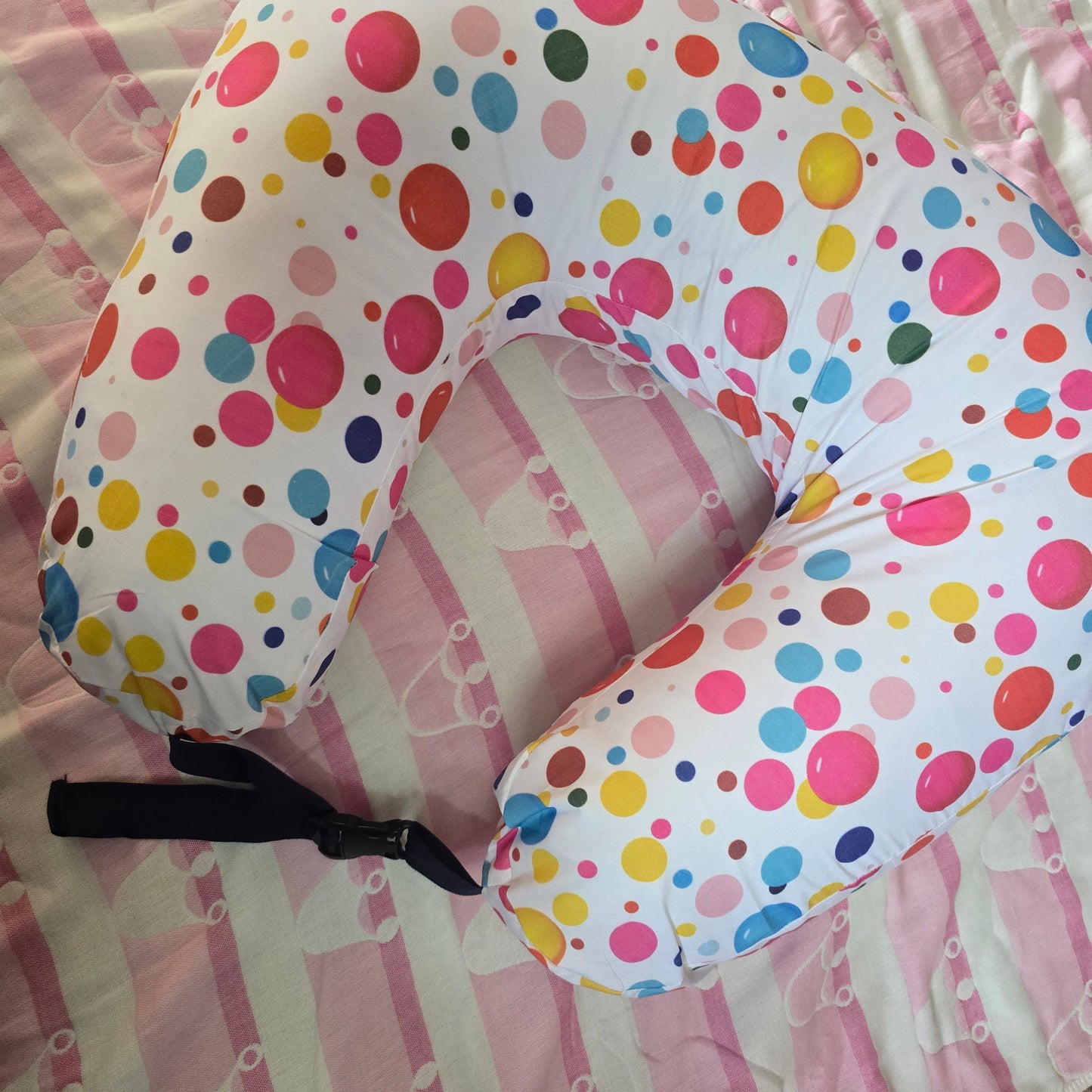 Feeding Pillow with belt - Pink Colorful Balls