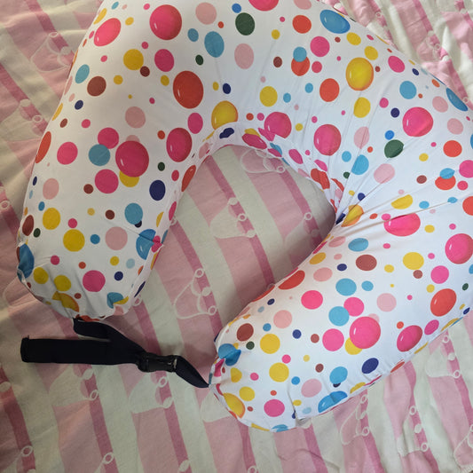 Feeding Pillow with belt - Pink Colorful Balls