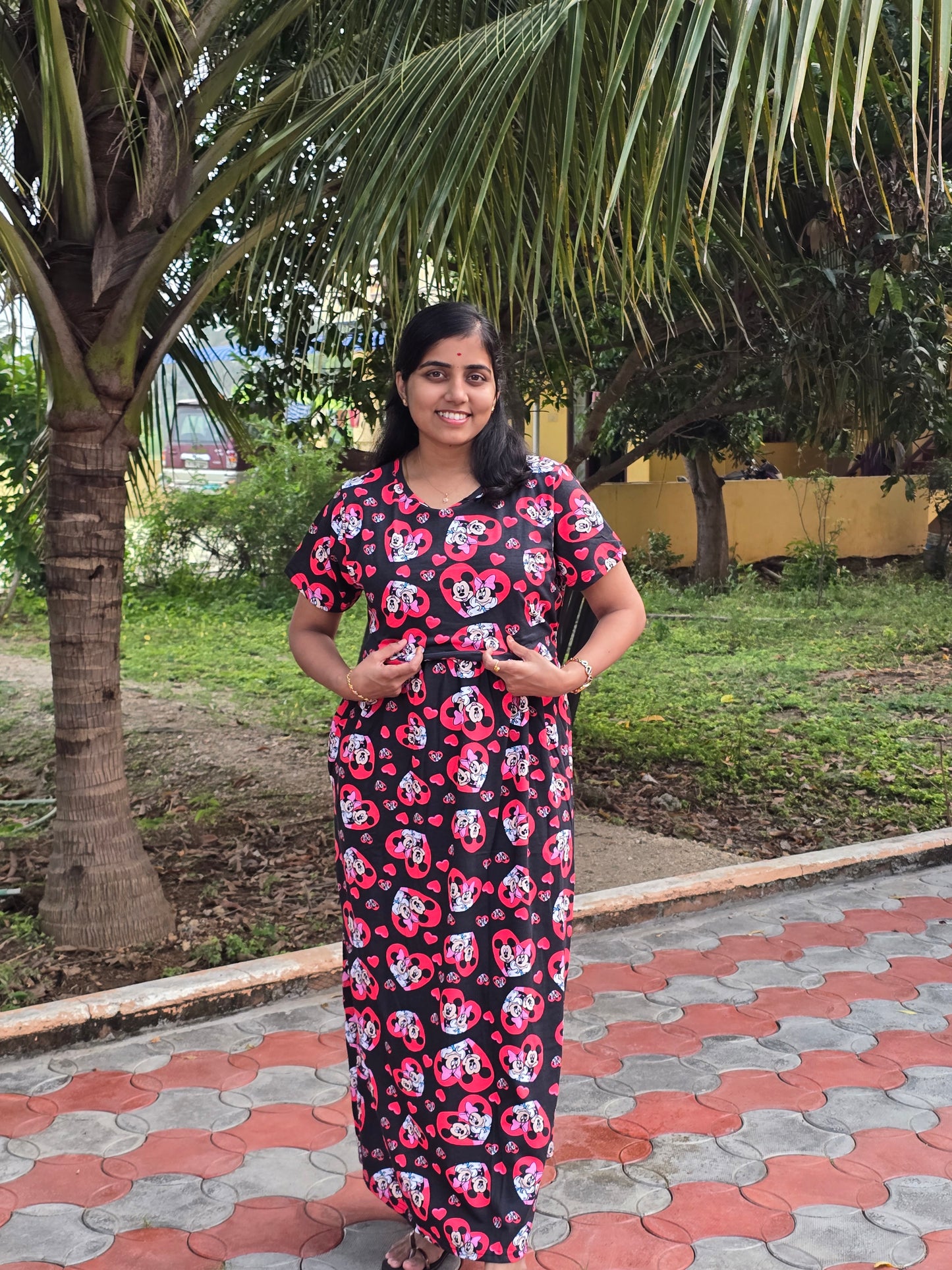 Black Red Hearts with Mickey - Feeding Lounge Wear