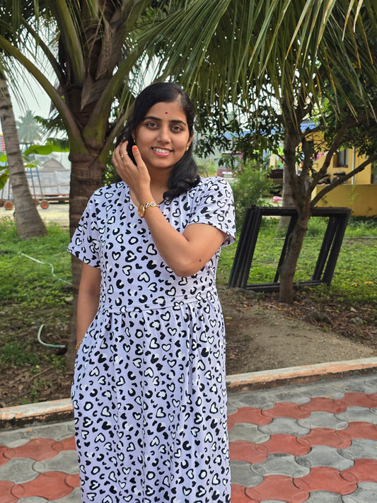 Grey Black & White Hearts - Feeding Lounge Wear