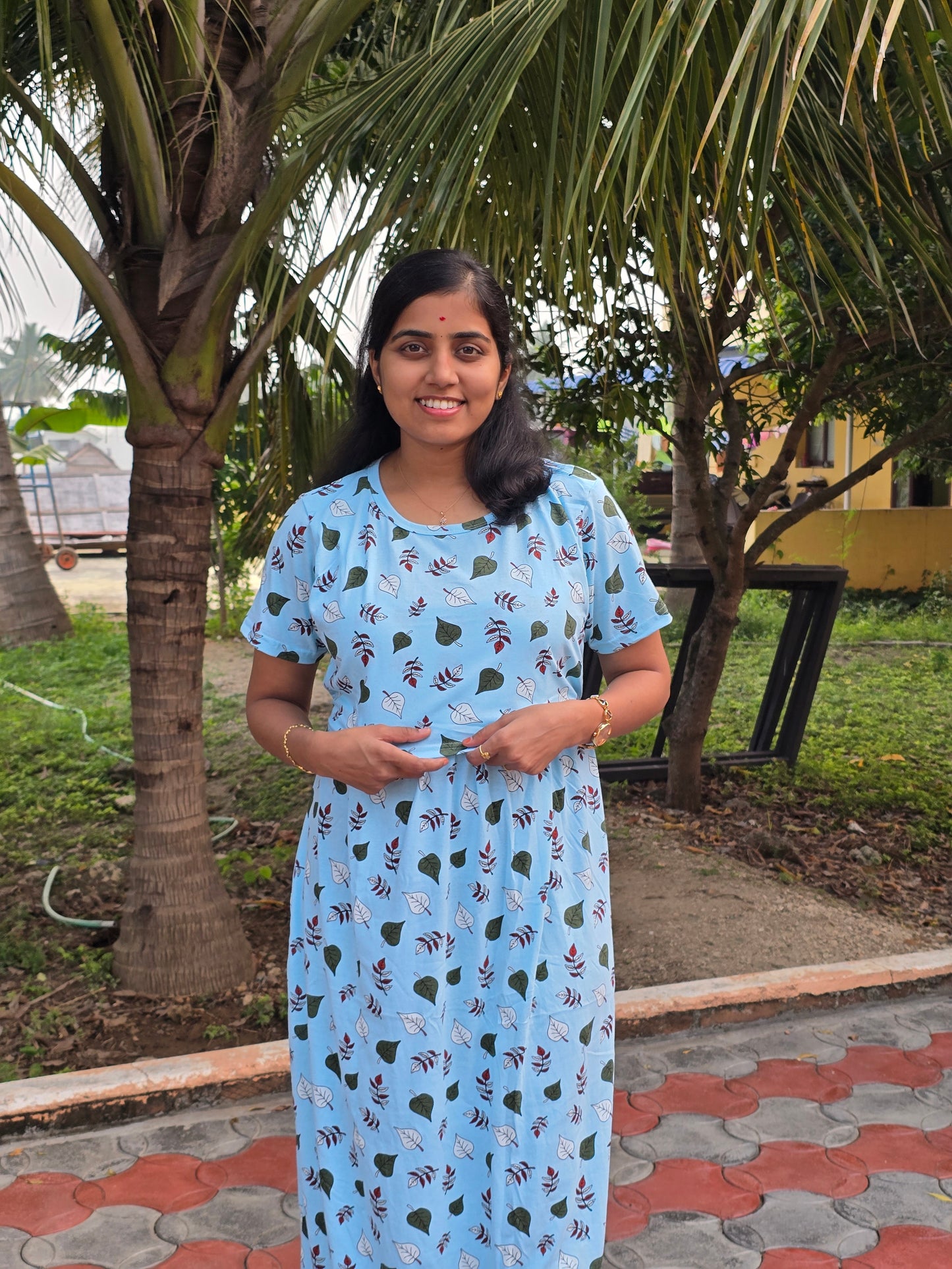 Sky blue Black Leaves - Feeding Lounge Wear