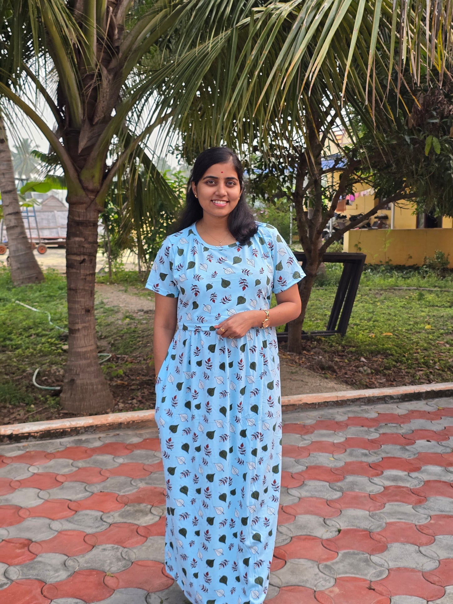 Sky blue Black Leaves - Feeding Lounge Wear