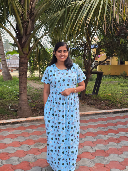 Sky blue Black Leaves - Feeding Lounge Wear