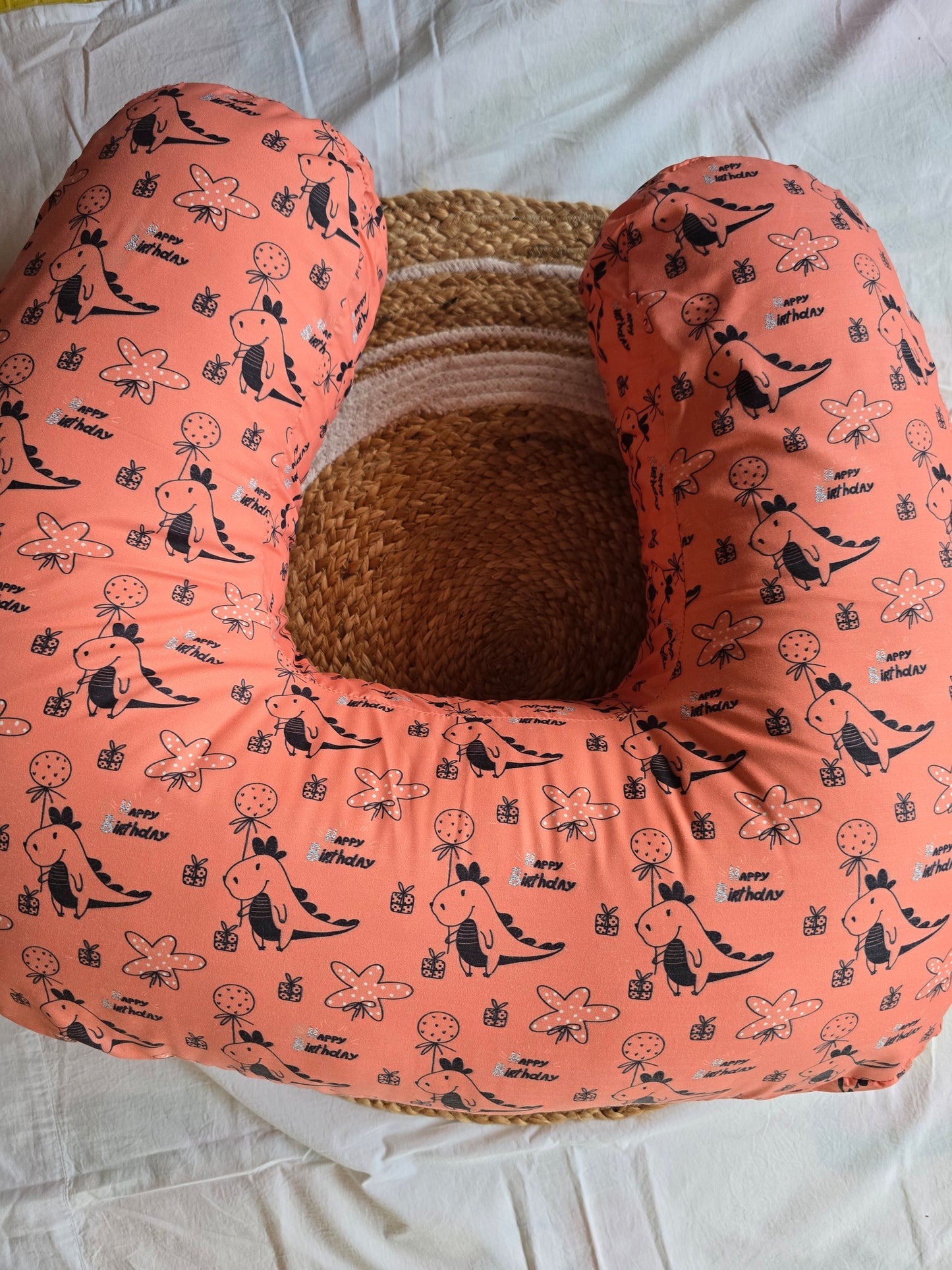 Feeding Pillow - Orange Happy Birthday