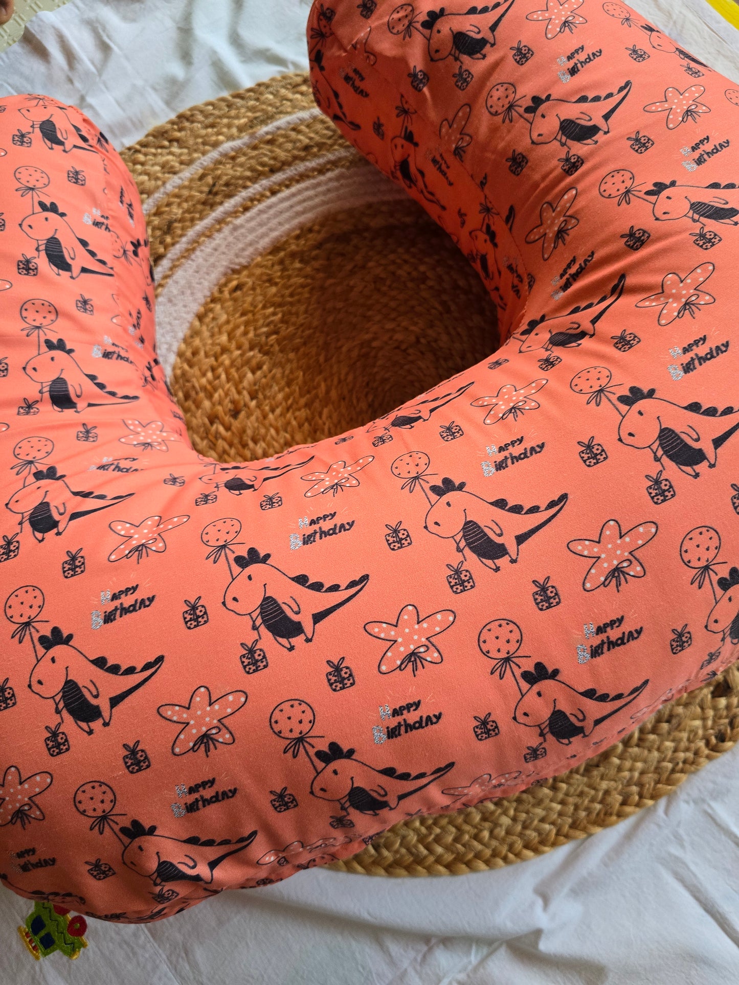 Feeding Pillow - Orange Happy Birthday