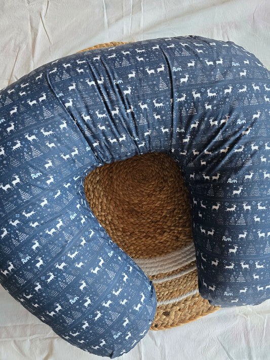 Feeding Pillow - Navy Blue and White Deer