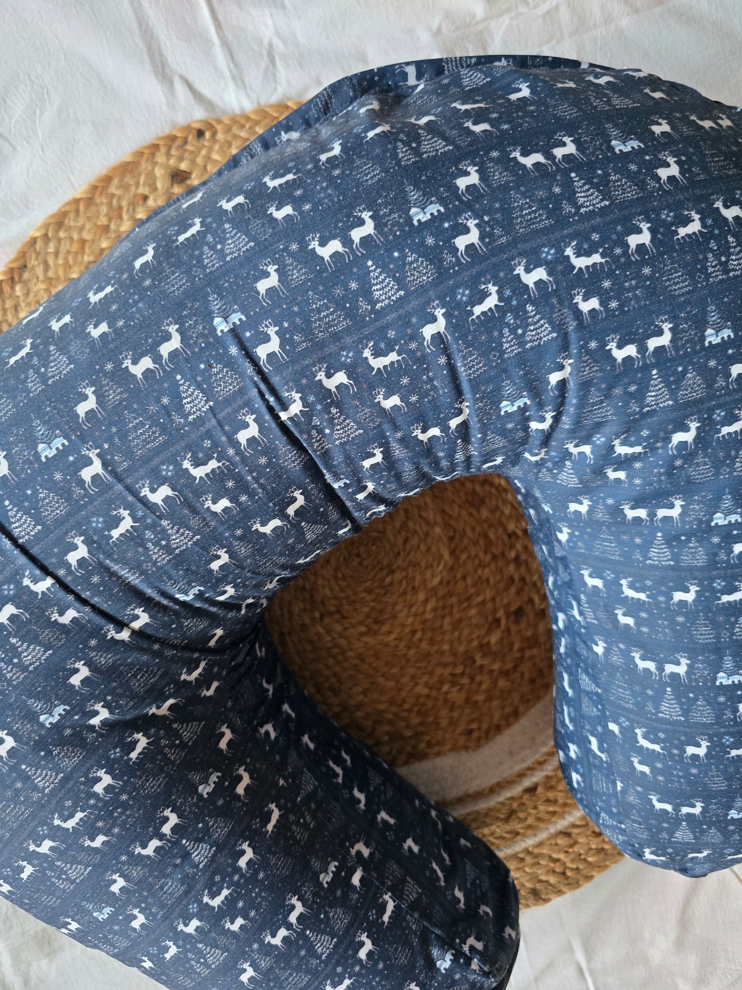 Feeding Pillow - Navy Blue and White Deer