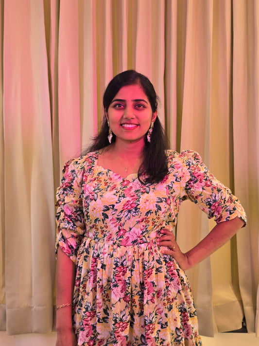 Yellow Florals Feeding Maxi with Zip and Full Lining