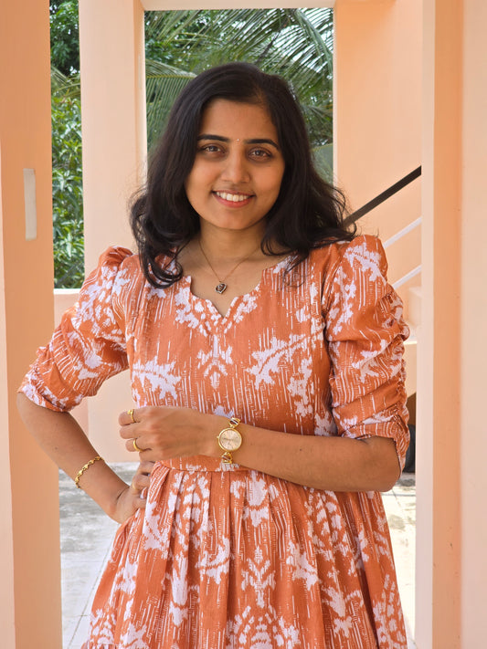 Rust Orange and White Feeding Maxi with Zip and Full Lining