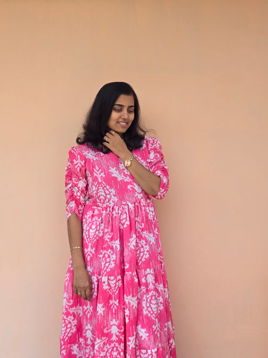 Pink and White Feeding Maxi with Zip and Full Lining