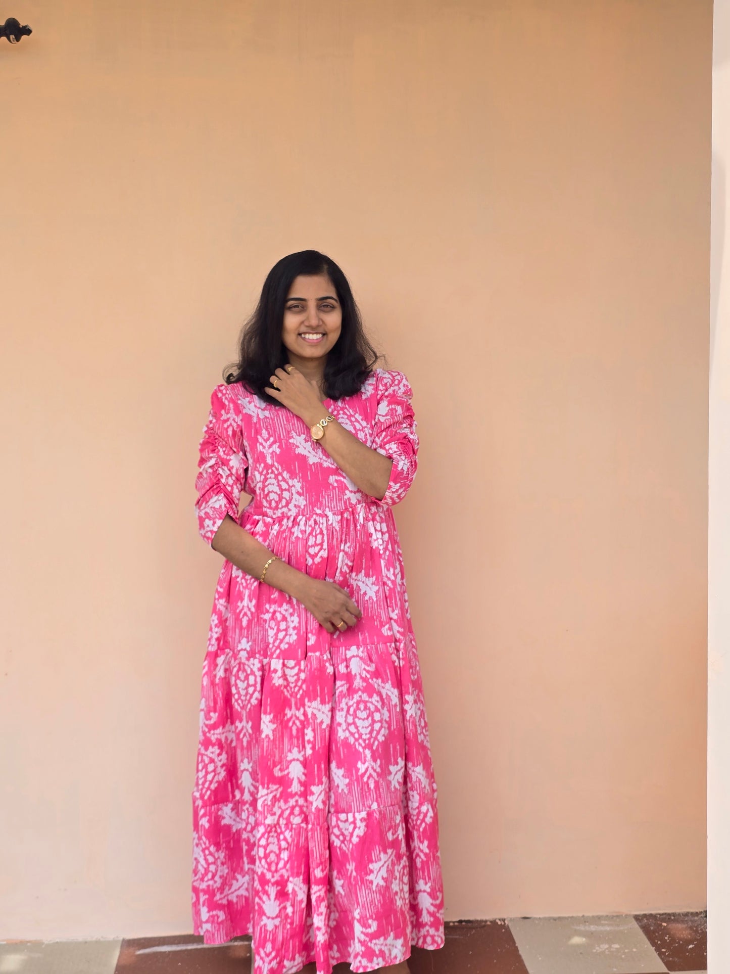 Pink and White Feeding Maxi with Zip and Full Lining