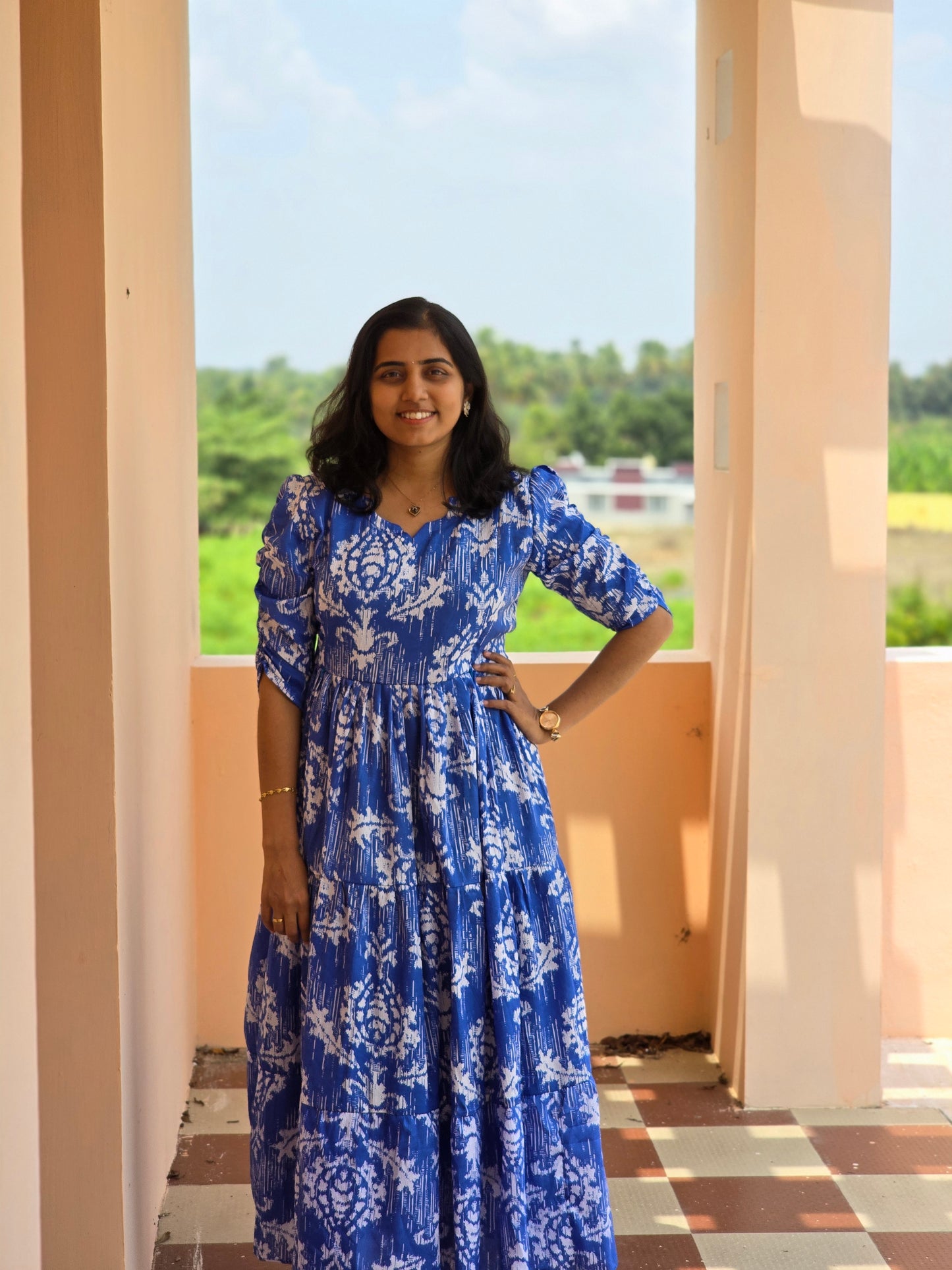 Blue and White Feeding Maxi with Zip and Full Lining