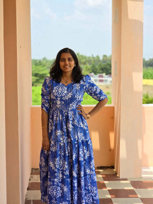 Blue and White Feeding Maxi with Zip and Full Lining